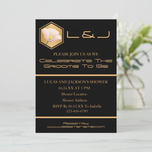 Honeycomb en Floral Wedding Shower Kaart (Staand voorkant)