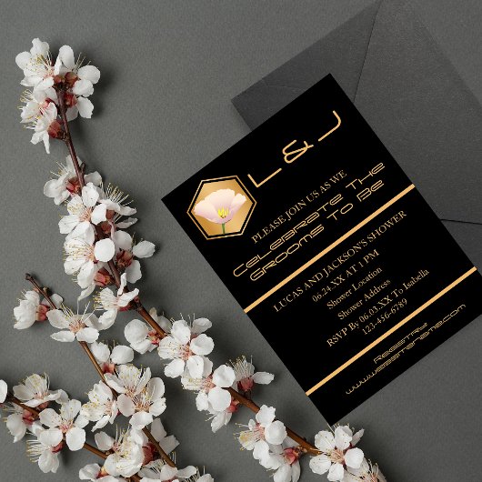 Honeycomb en Floral Wedding Shower Kaart