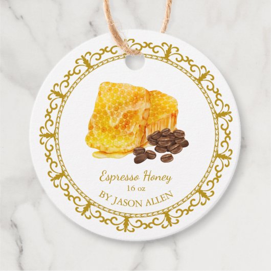 Honeycomb Espresso Geïnfundeerd Honey Hang Label (Voorkant)