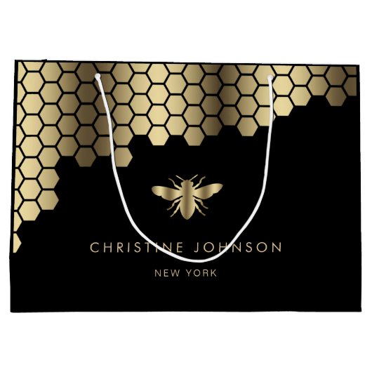 honeycomb faux Gold folie bijenontwerp Groot Cadeauzakje (Achterkant)