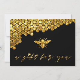 honeycomb faux gold glitter begiftebewijs kaart