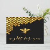 honeycomb faux gold glitter begiftebewijs kaart (Staand voorkant)