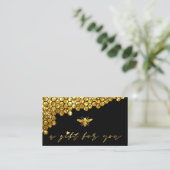 honeycomb faux gold glitter begiftebewijs visitekaartje (Staand voorkant)