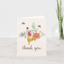 Honeycomb Floral Bee Baby shower Hartelijk dank Bedankkaart