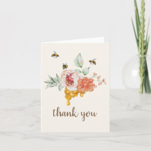 Honeycomb Floral Bee Baby shower Hartelijk dank Bedankkaart