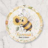 Honeycomb Floral Bee Custom Name Baby Shower Bedankjes Labels (Voorkant)