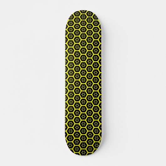 Honeycomb Flower - Black and Yellow Skateboard (Voorkant)