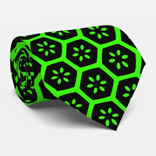 Honeycomb Flower v1 - Green Stropdas (Opgerold)