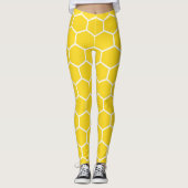 Honeycomb Geometric White Lines Bumblebee Leggings (Voorkant)