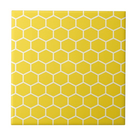 Honeycomb Geometric White Lines Bumblebee Tegeltje (Voorkant)