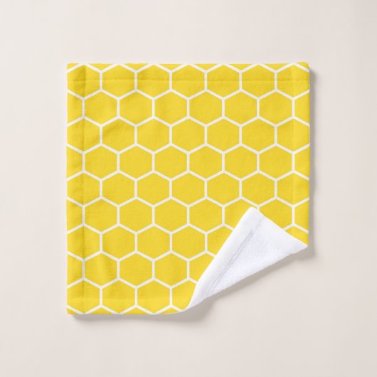 Honeycomb Geometric White Lines Bumblebee Washandje (Wasdoekje)