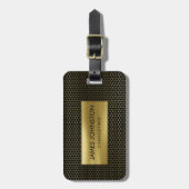 Honeycomb Geometrical patroon Gold op zwart Bagagelabel (Voorkant verticaal)