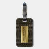 Honeycomb Geometrical patroon Gold op zwart Bagagelabel (Achterkant verticaal)