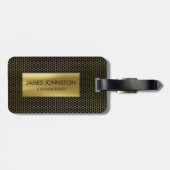 Honeycomb Geometrical patroon Gold op zwart Bagagelabel (Achterkant horizontaal)