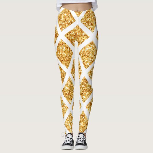 Honeycomb Gold Glitter Boho Popular Collectie Leggings (Voorkant)