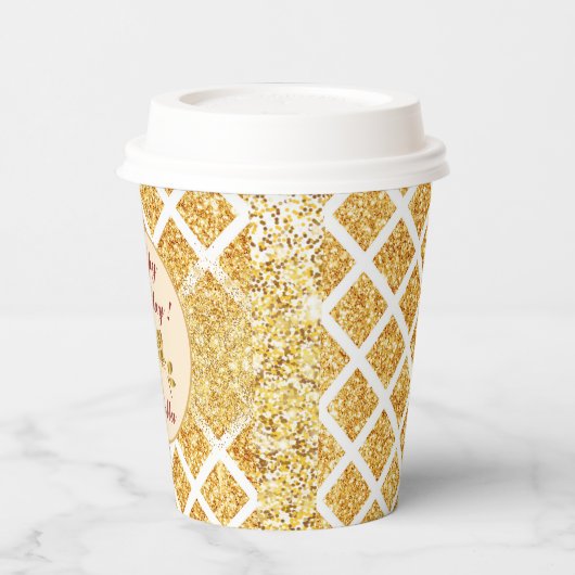Honeycomb Gold Glitter Boho Popular Collectie Papieren Bekers (Links)