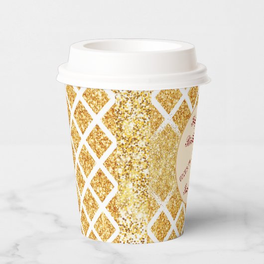 Honeycomb Gold Glitter Boho Popular Collectie Papieren Bekers (Rechts)