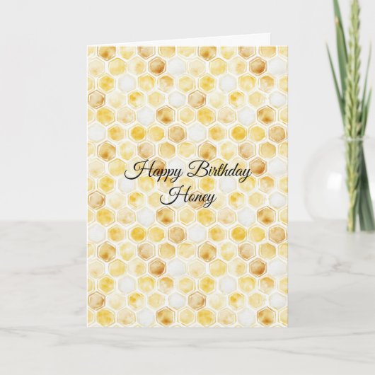Honeycomb Gold Yellow Birthday Kaart (Voorkant)