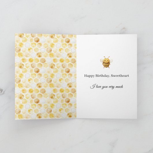 Honeycomb Gold Yellow Birthday Kaart (Binnen)