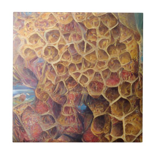 Honeycomb golden home abstracte digitale kunst tegeltje (Voorkant)