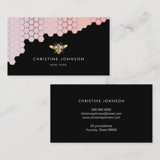 honeycomb gradiënt zwart roze visitekaartje (Voorkant / Achterkant)