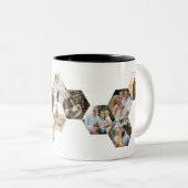 Honeycomb Hexagon Photo Collage 11 Afbeeldingen Ko Tweekleurige Koffiemok (Voorkant rechts)