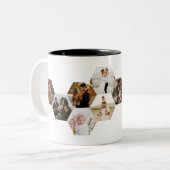 Honeycomb Hexagon Photo Collage 11 Afbeeldingen Ko Tweekleurige Koffiemok (Voorkant links)