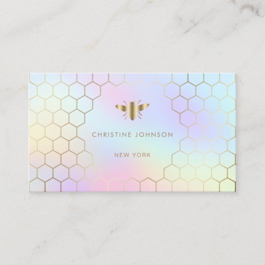 Honeycomb hexagons Bee logo op pastelkleuren Visitekaartje (Voorkant)
