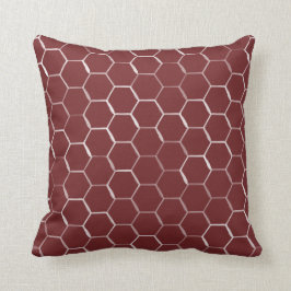 Honeycomb Hive Hexagon Pattern in Burgundy Kussen