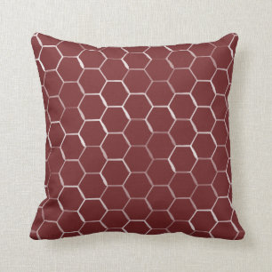 Honeycomb Hive Hexagon Pattern in Burgundy Kussen