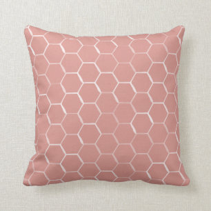 Honeycomb Hive Hexagon Pattern in Coral Kussen