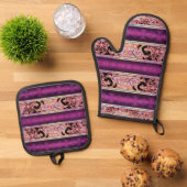 Honeycomb Leopard Print – Bold Farmhouse Oven Mitt Ovenwant & Pannenlap Set (Top down)