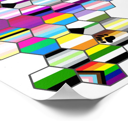 Honeycomb LGBT Pride Flag Poster (Hoek)