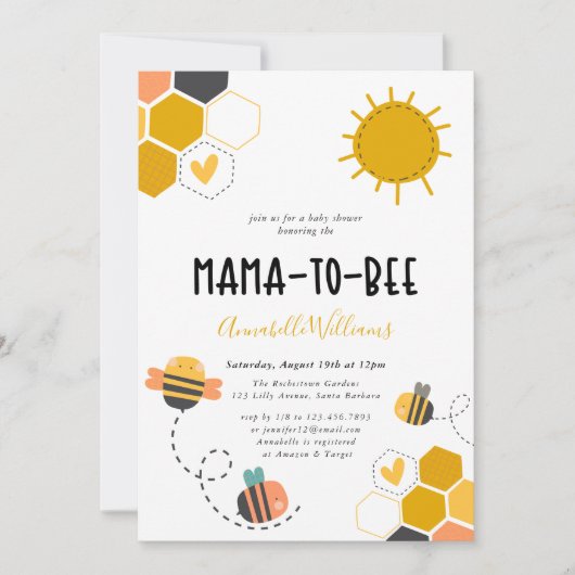 Honeycomb Mama-To-Bee Baby shower Kaart (Voorkant)