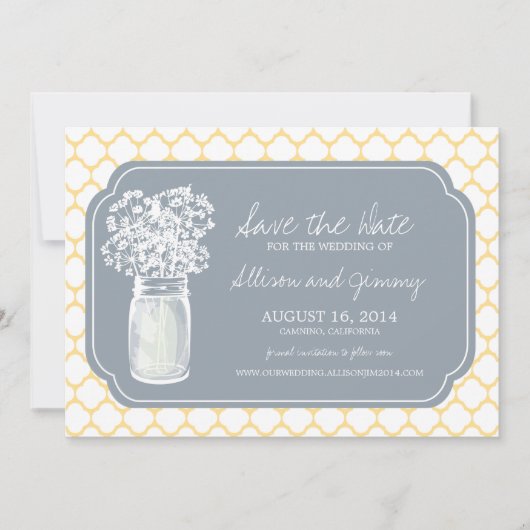 Honeycomb Mason Jar Wildflower Sparen de Datum Save The Date (Voorkant)