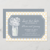 Honeycomb Mason Jar Wildflower Sparen de Datum Save The Date (Voorkant / Achterkant)