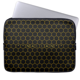  Honeycomb Pattern Black Dark Chic Laptop Sleeve