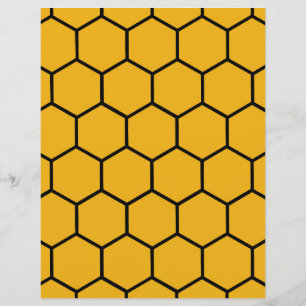 Honeycomb Pattern - Gold en Black Scrapbook Paper