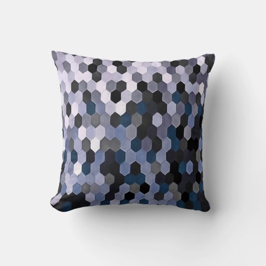 Honeycomb Pattern in Grey and Blue Wintry Colors Kussen (Voorkant)