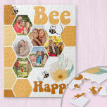 Honeycomb Photo Collage Bee Happy Kinder Legpuzzel<br><div class="desc">Fun en Cheerful,  aangepaste fotopuzzel voor kinderen. Het fotomalplaatje is opstelling voor u om 6 van uw favoriete afbeeldingen toe te voegen die automatisch deel van het honingraatpatroon zullen uitmaken. Het schattige ontwerp kenmerkt hommels,  bloemen,  liefdesharten en retroflectoren voor het gezegde "bijen gelukkig".</div>