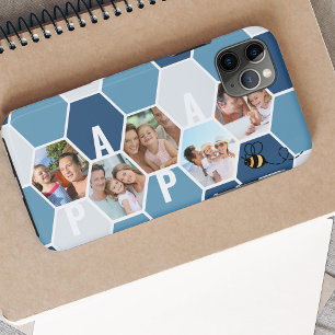 Honeycomb Photo Collage Papa of 4 Letter-naam Case-Mate iPhone Case