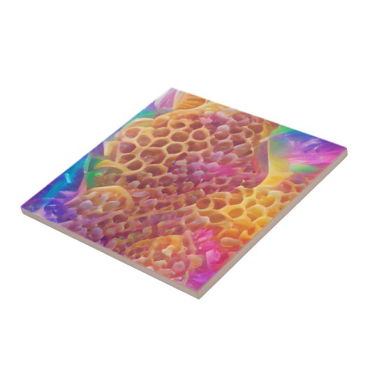 Honeycomb psychedelic digital art tegeltje (Zijkant)
