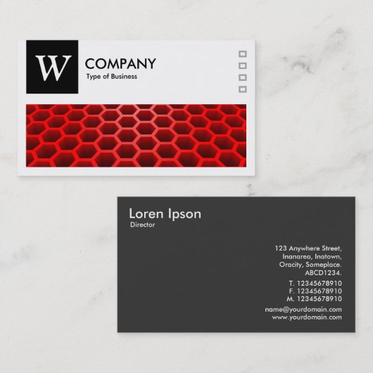 Honeycomb Red - Logo en panel v2 - zwart Visitekaartje (Voorkant / Achterkant)