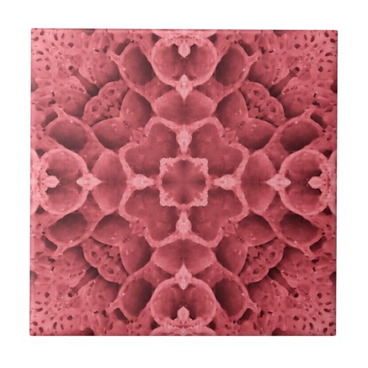 Honeycomb roos roze geometrische hoekbloemontwerp tegeltje (Voorkant)