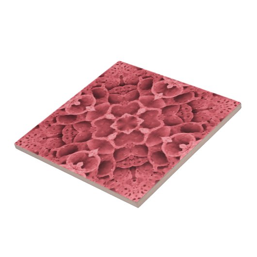 Honeycomb roos roze geometrische hoekbloemontwerp tegeltje (Zijkant)