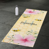 Honeycomb roze florals hommels naam monogram yogamat