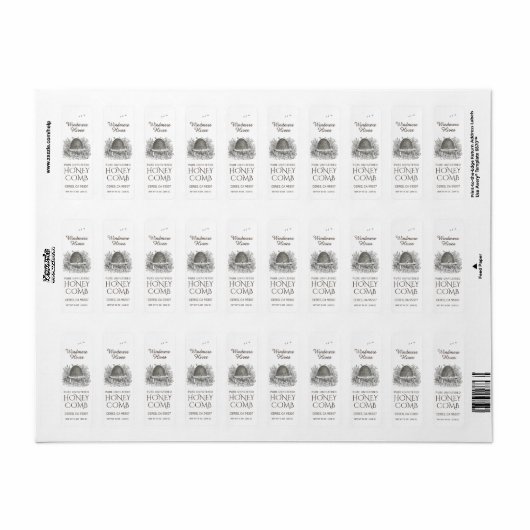 Honeycomb Skep Return Address Label White (Full Sheet)