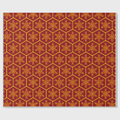 Honeycomb Snowflake Maroon Yellow Pattern Elegant Cadeaupapier (Vlak)