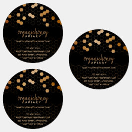 Honeycomb Textured Apiary Jar Black Labels
