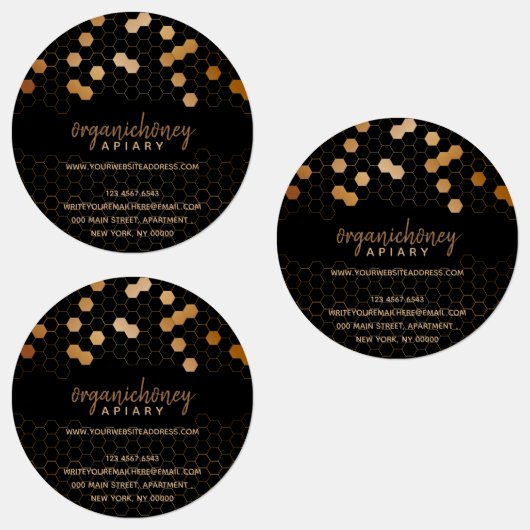 Honeycomb Textured Apiary Jar Black Labels (Groep)